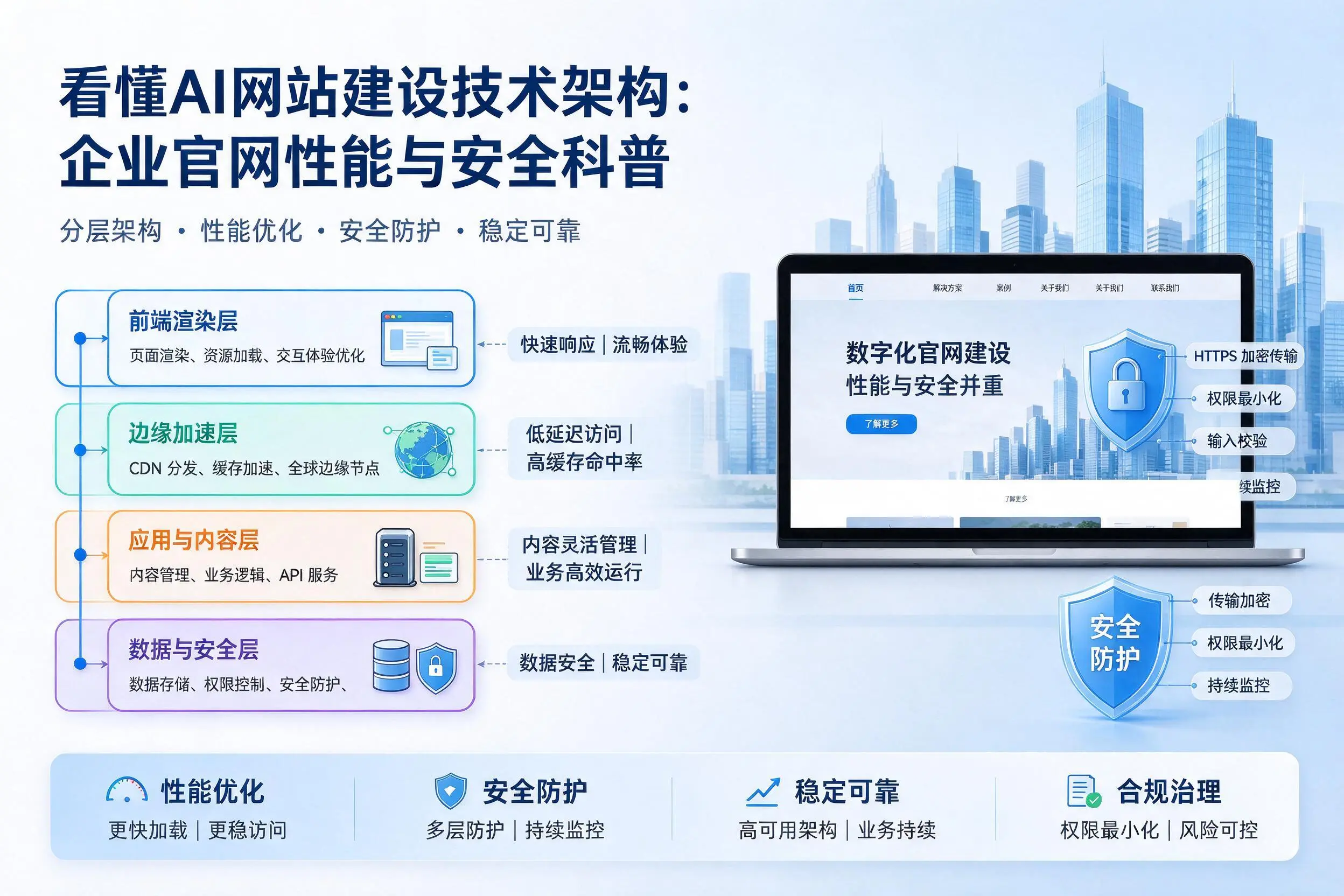 看懂AI网站建设技术架构：曲靖企业官网性能与安全科普