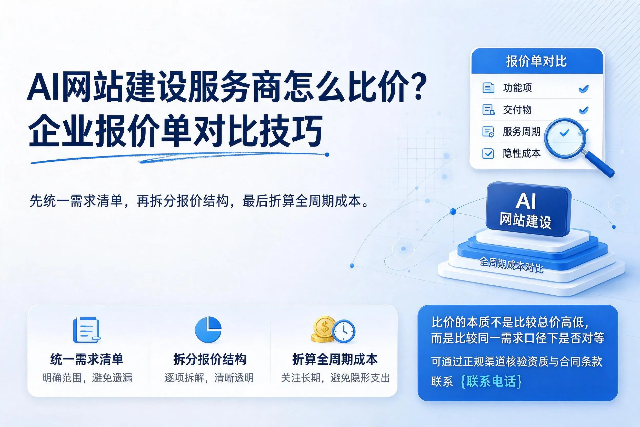 AI网站建设服务商怎么比价？曲靖企业报价单对比技巧