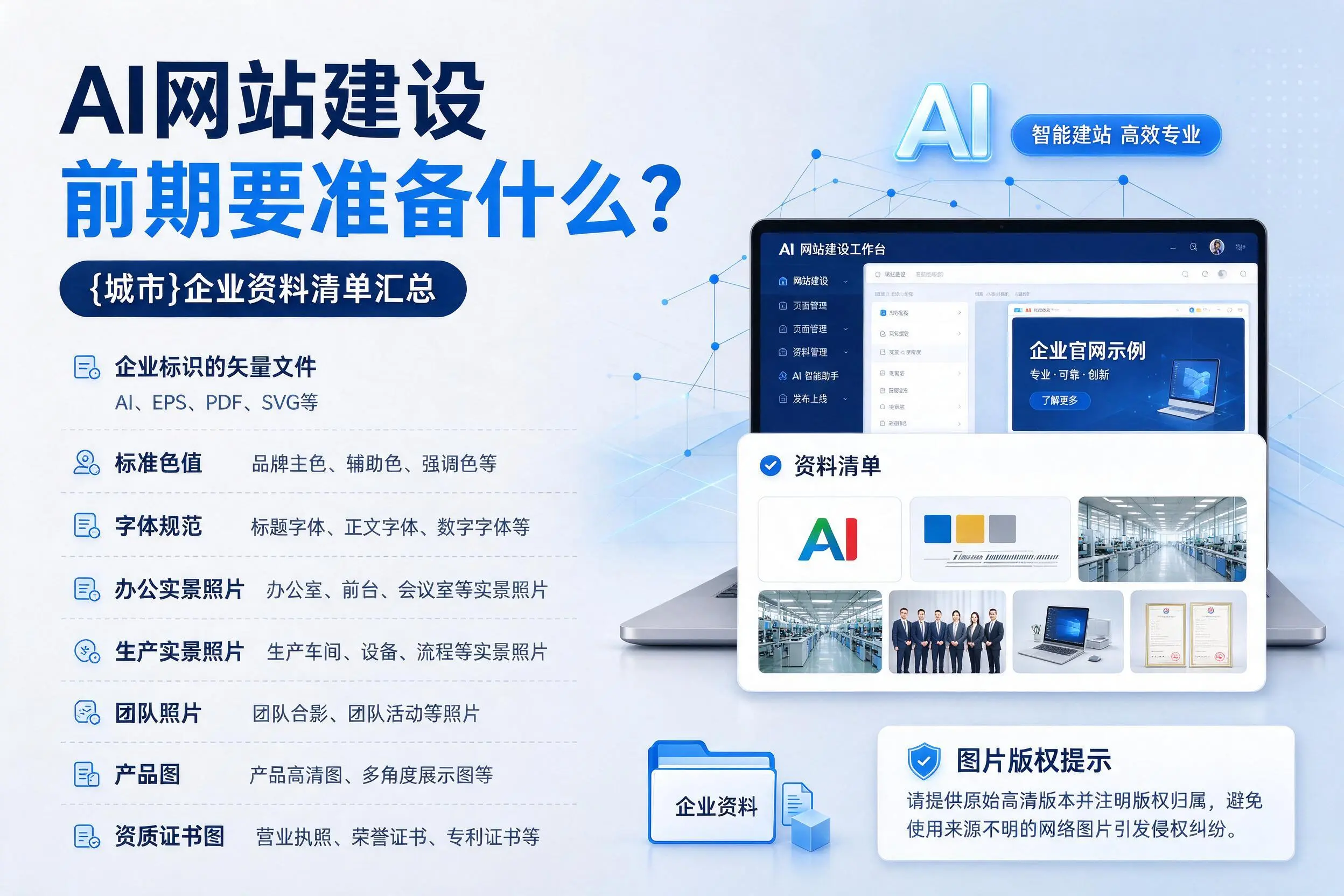 AI网站建设前期要准备什么？曲靖企业资料清单汇总
