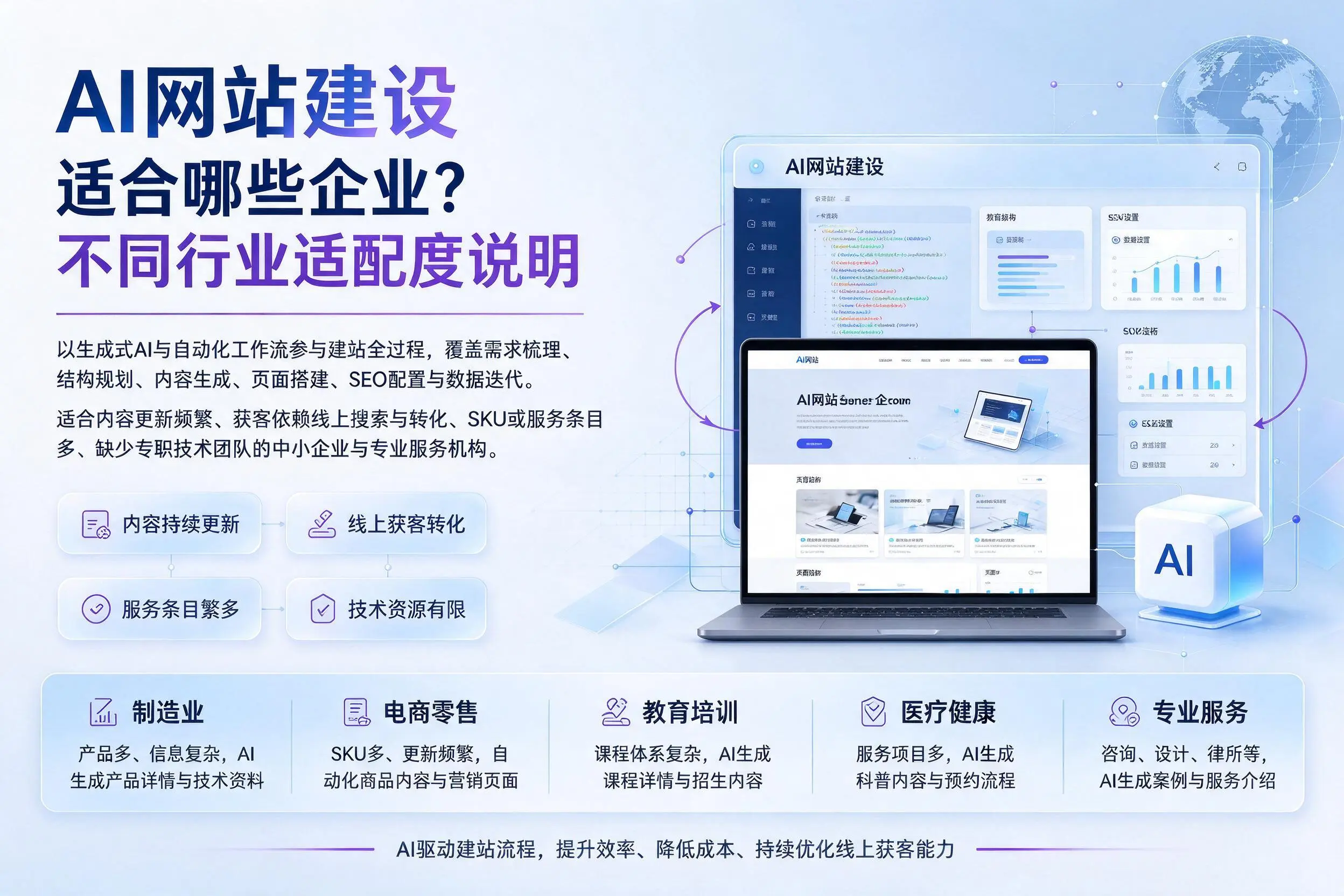 AI网站建设适合哪些企业？曲靖不同行业适配度说明